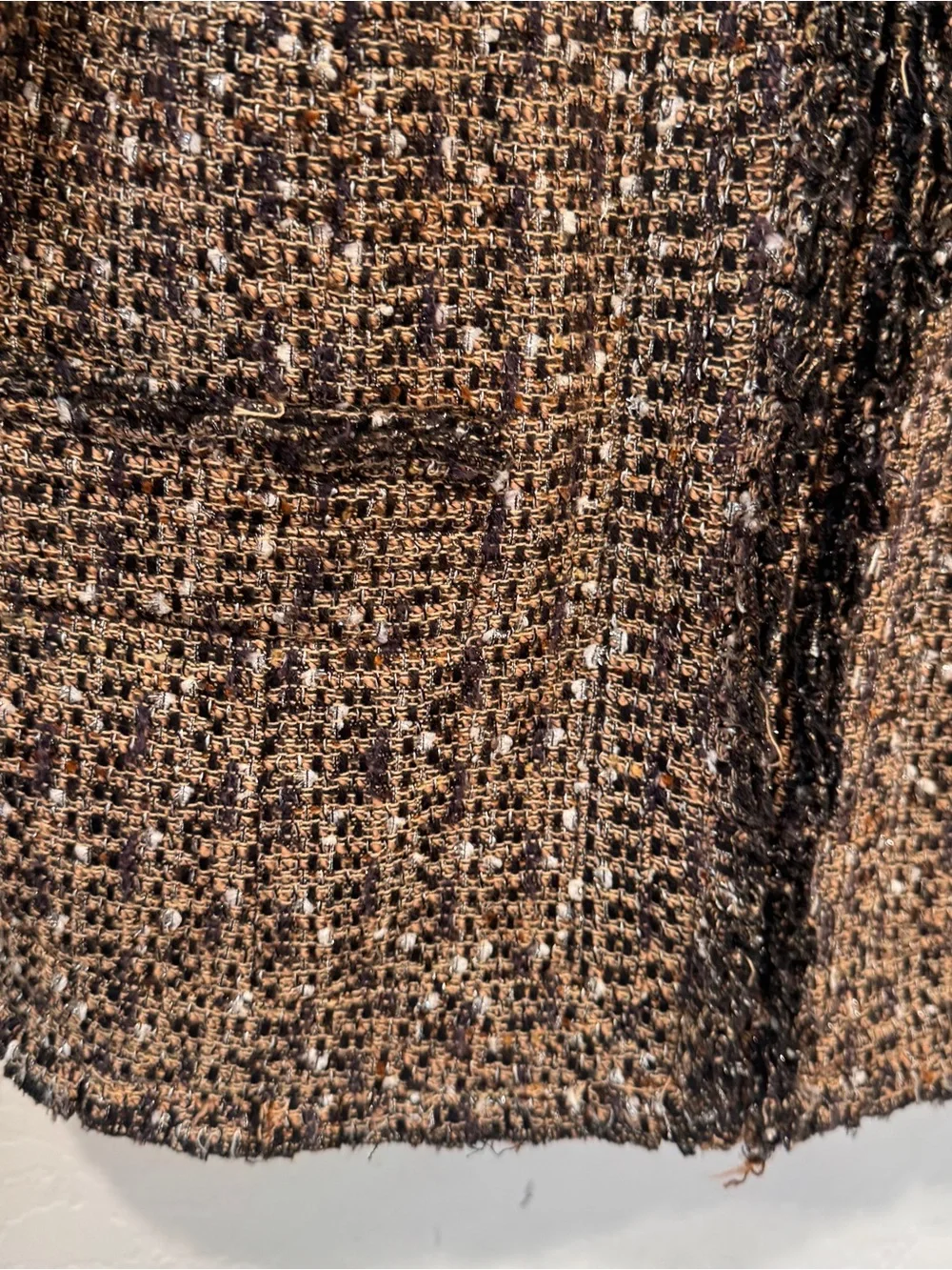 Tory Burch Brown Multi Tweed Fringe-Trim Cropped Jacket Womens 14 Metallic